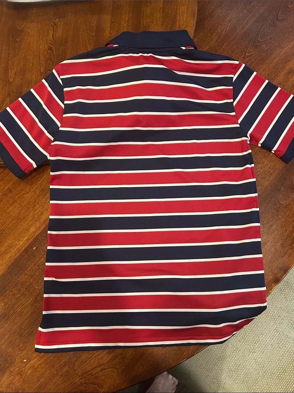 Polo Ralph Lauren Boys M 10-12 Red, Navy & White Striped Performance SS Shirt